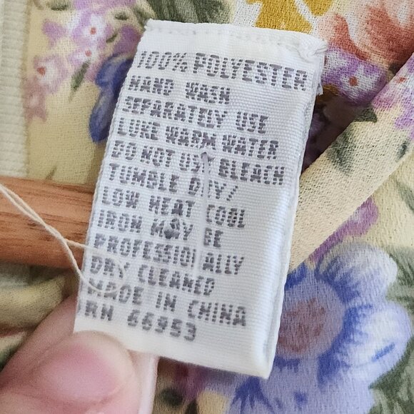 Vintage Leslie Fay Yellow Floral Prairie Cottagecore Midi Dress Size 18 (XL Fit) - Picture 16 of 16